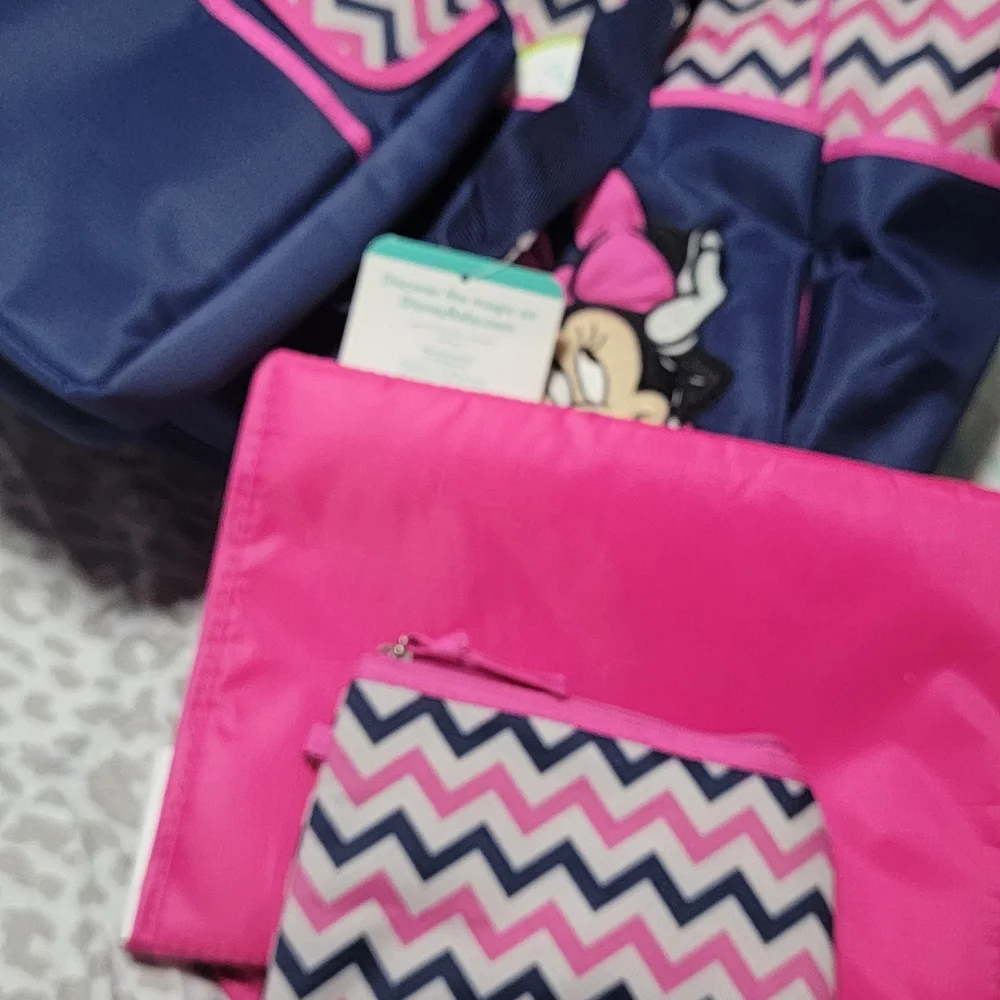 Minnie Mouse Navy & Pink Chevron Tote Bag